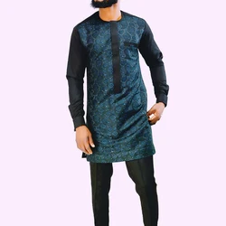 Haut de poche imprimé imbibé africain pour hommes, olympiques de style national, tenues de luxe, vêtements de mode, fjBanquet, 2 pièces