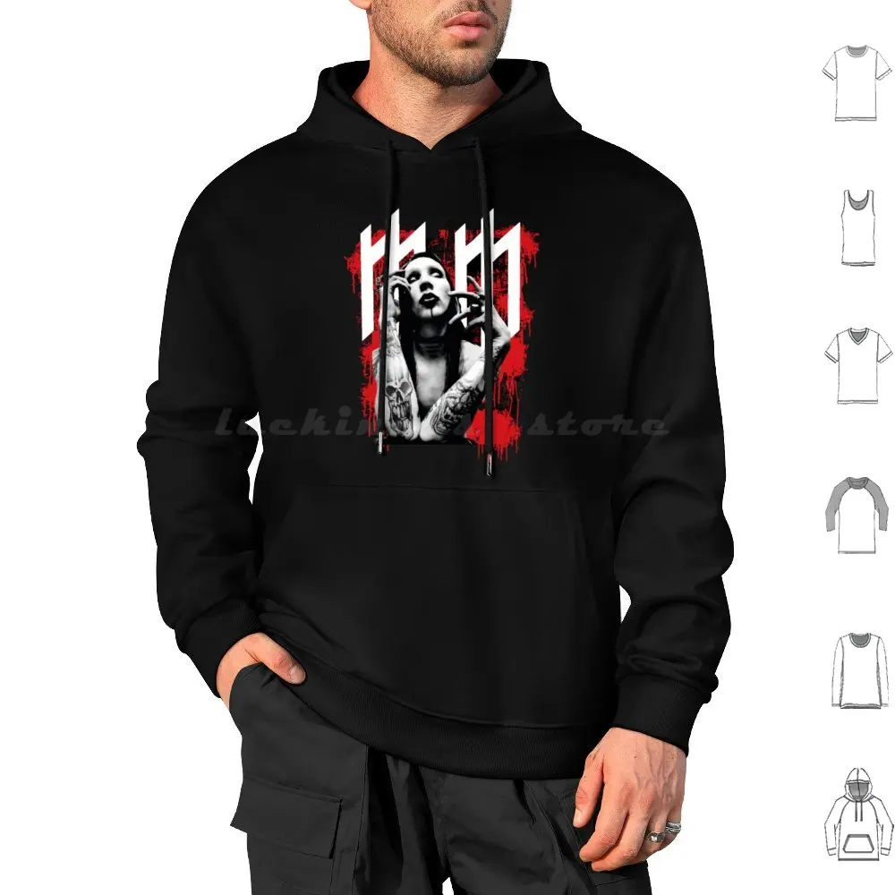 Marilyn Manson , Bloody Pervert Hoodie cotton Long Sleeve Marilyn Manson Manson Mm Bloody Industrial Alternative Heavy