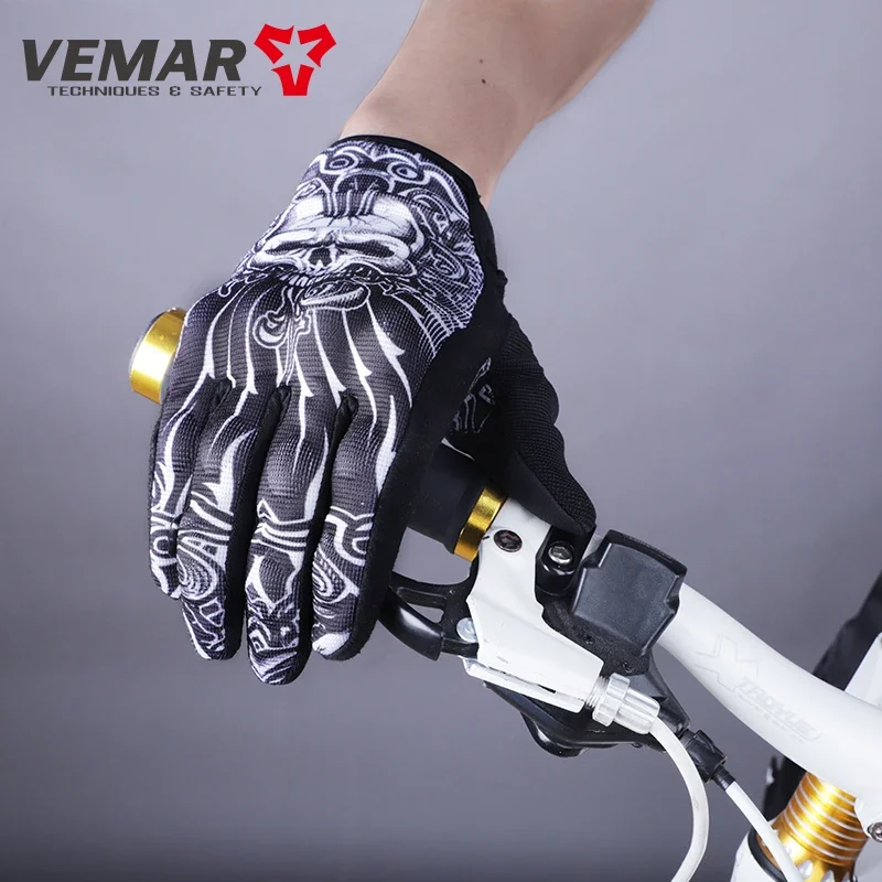 Vemar Summer Motorcycle Gloves Men Skull Mesh Moto Gloves Motorcyclist Touch Screen Biker Gloves guantes moto Black VE-203