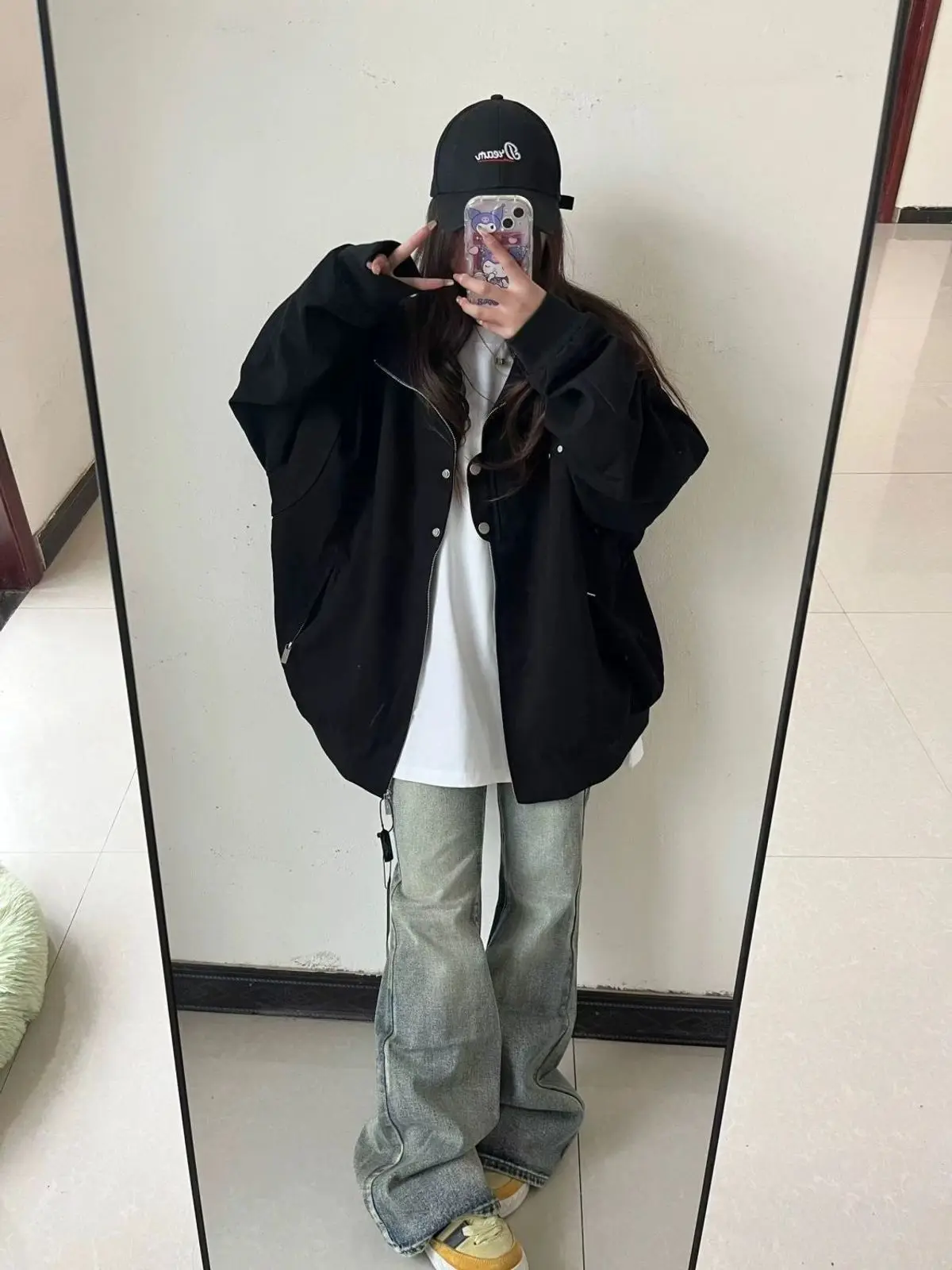 

Suede Women'S Bomber Jackets Autumn Winter Coat Woman Striped Contrast Pattern Front Pocket Button Pure Simple Basic Ladies