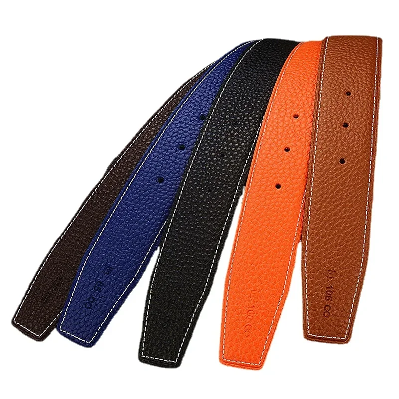 

New Luxury Brand Belts Men Women High Quality Male Strap Genuine Waistband Men's No Buckle Belt 3.0cm 3.8cm Litchi Grain H Belt