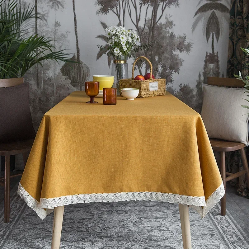 Modern Minimalist Table Cloth Solid Color Lace Blended Tablecloth Dining Table Decoration Cover Cloth Home Decor Plain Color