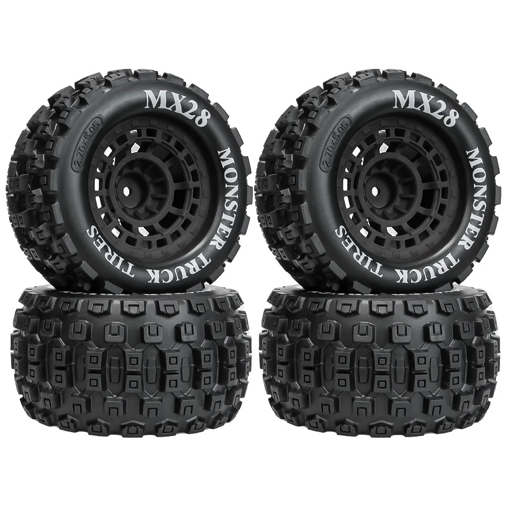

4Pcs 2.8" MX RC Tires with 12mm Hex Adapter 1/10 RC Truck Tires for Arrma Big Rock Granite VORTEKS 3S Trxs Rustler