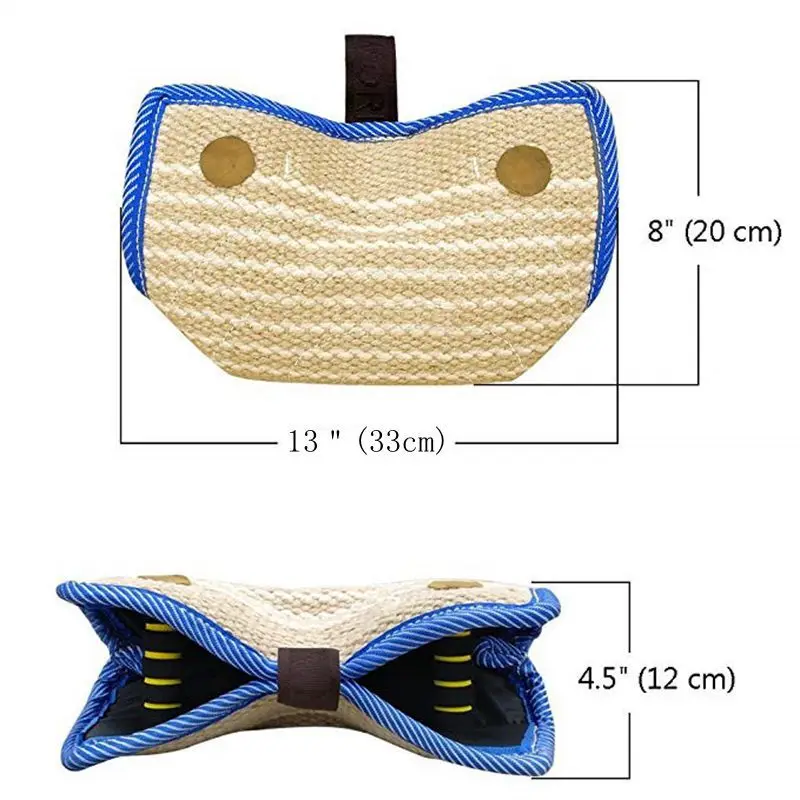 Picture 3: 1pcs Durable Large Dog Bite Pillow 2 Handle Jute Bite Pillow Gusset Dog Tug Training Toy Pad for Dog Training