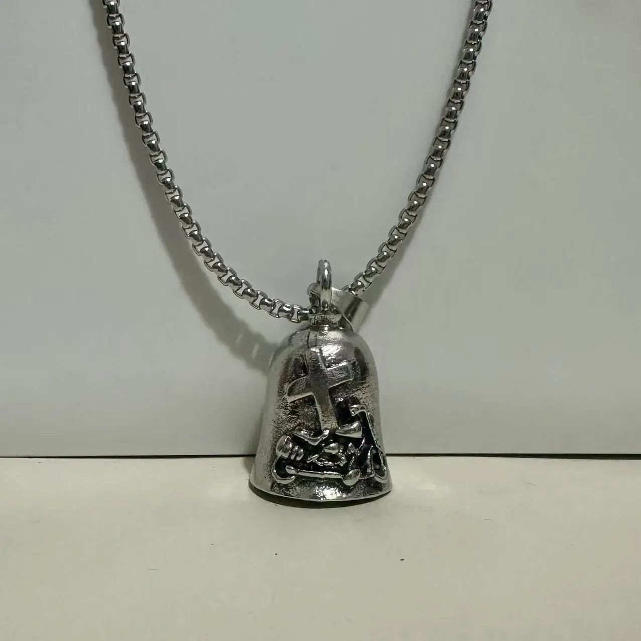 Fashionable, personalized, creative, retro punk, lucky cross, motorcycle, bell necklace, men's hundred matching accessories