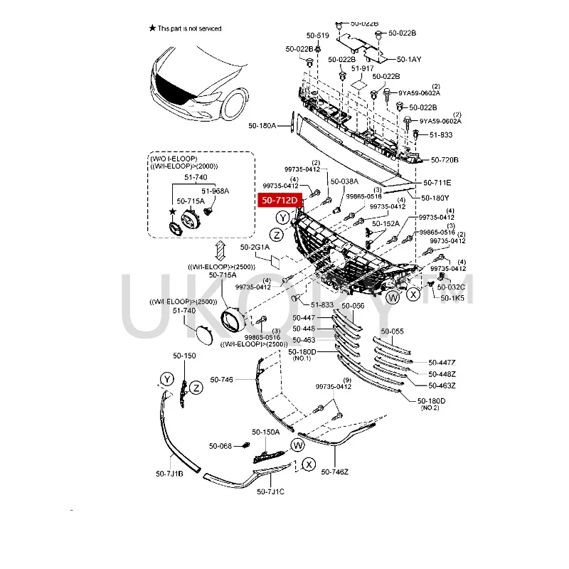 GW2F50712 Suitable for Ma zd a 6 Atenza Front bumper grille assembly, front grille ventilation grille light strip