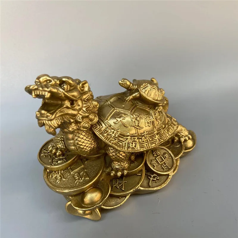 Brass Son And Mother Little -Head Tortoise Tian Dao Reward Dragon Turtle Decoration Office