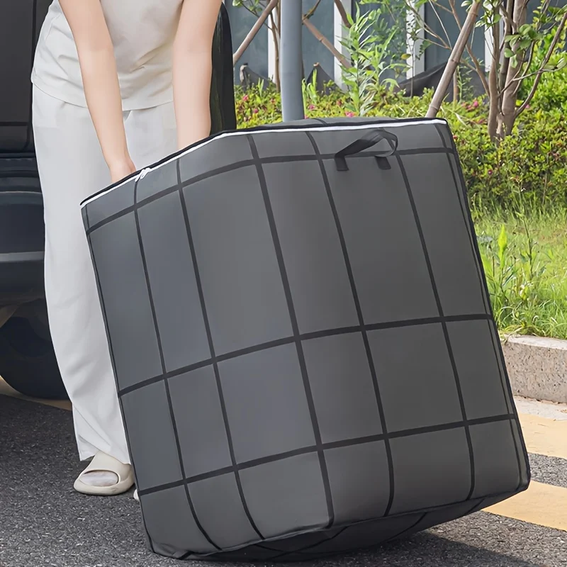 Stoff-Aufbewahrungstasche mit großem Fassungsvermögen, Reißverschluss und Griffen – für Decken, Blätter, Kleidung und Unterwäsche – ideal für Zuhause, Wäschekorb – Detail 1