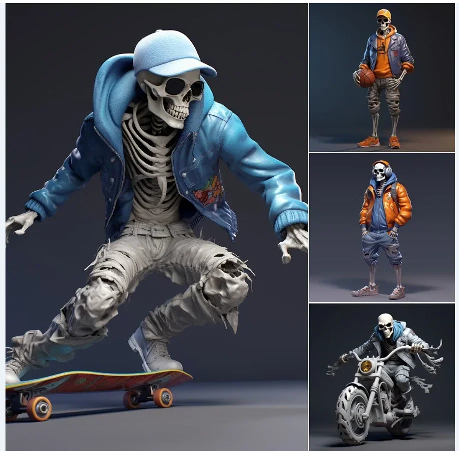 

Cool Skeleton Figures Skull Resin Crafts Skateboarding Skull Skeleton On A Motorbike Halloween Decorations Desk Decoration Gifts