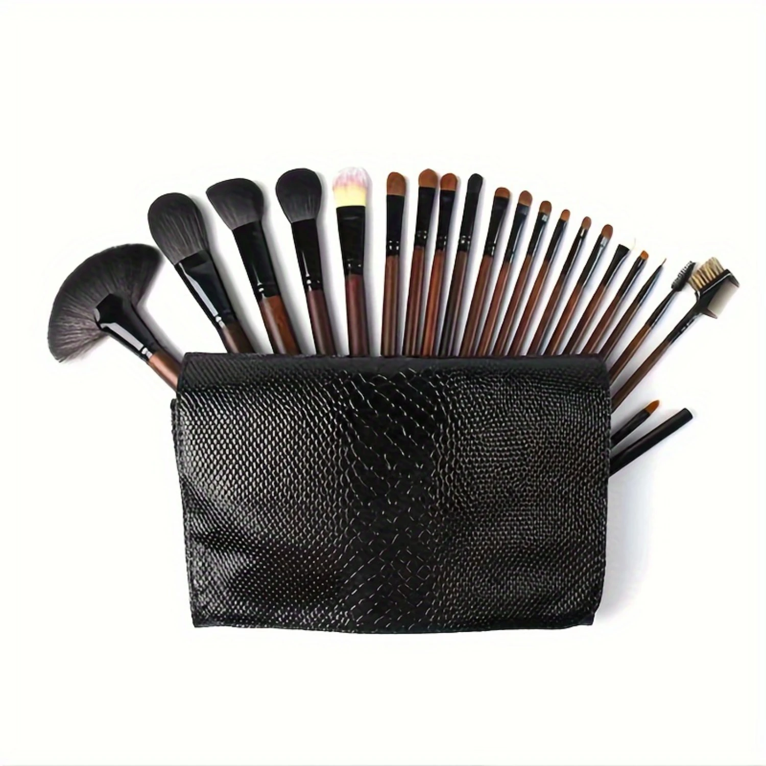 

21-Piece Professional Makeup Brush Set, Oval Form, Nylon Bristles, Wooden Handles - Unscented, All Skin Types, Cosmetic Brushes