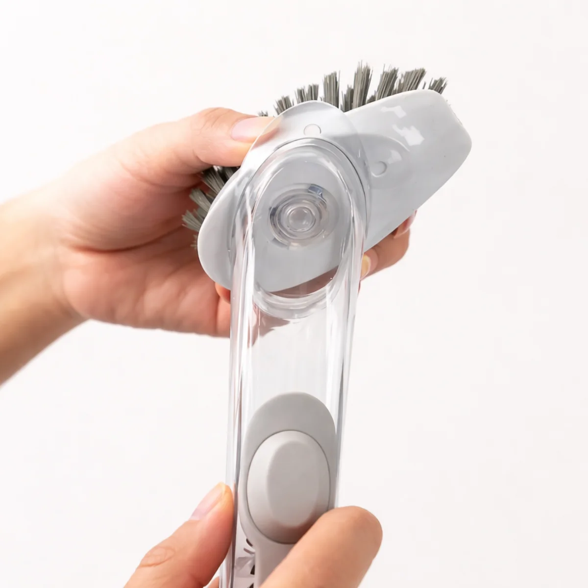 2 in 1 Multifunctional Cleaning Brush with Soap Dispenser with 2 Heads Sponge and Brush for Cookware and Kitchen