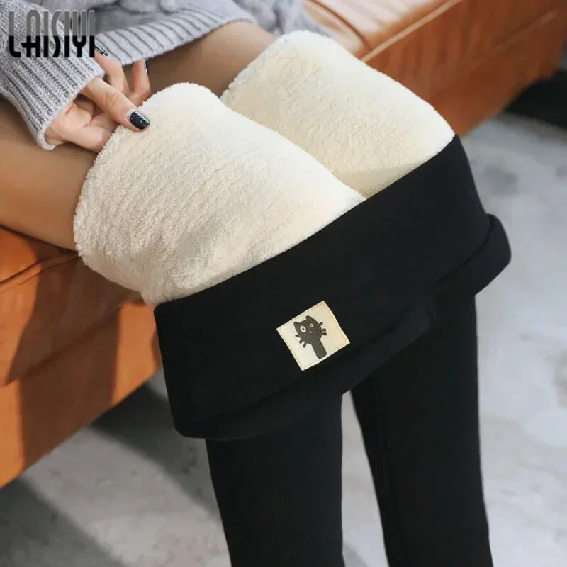 Winter Velvet Fleece Lined Leggings for Women Female Grey High Waisted Warm Thermal Pants Black Leggings Silm Fit Thick Trousers