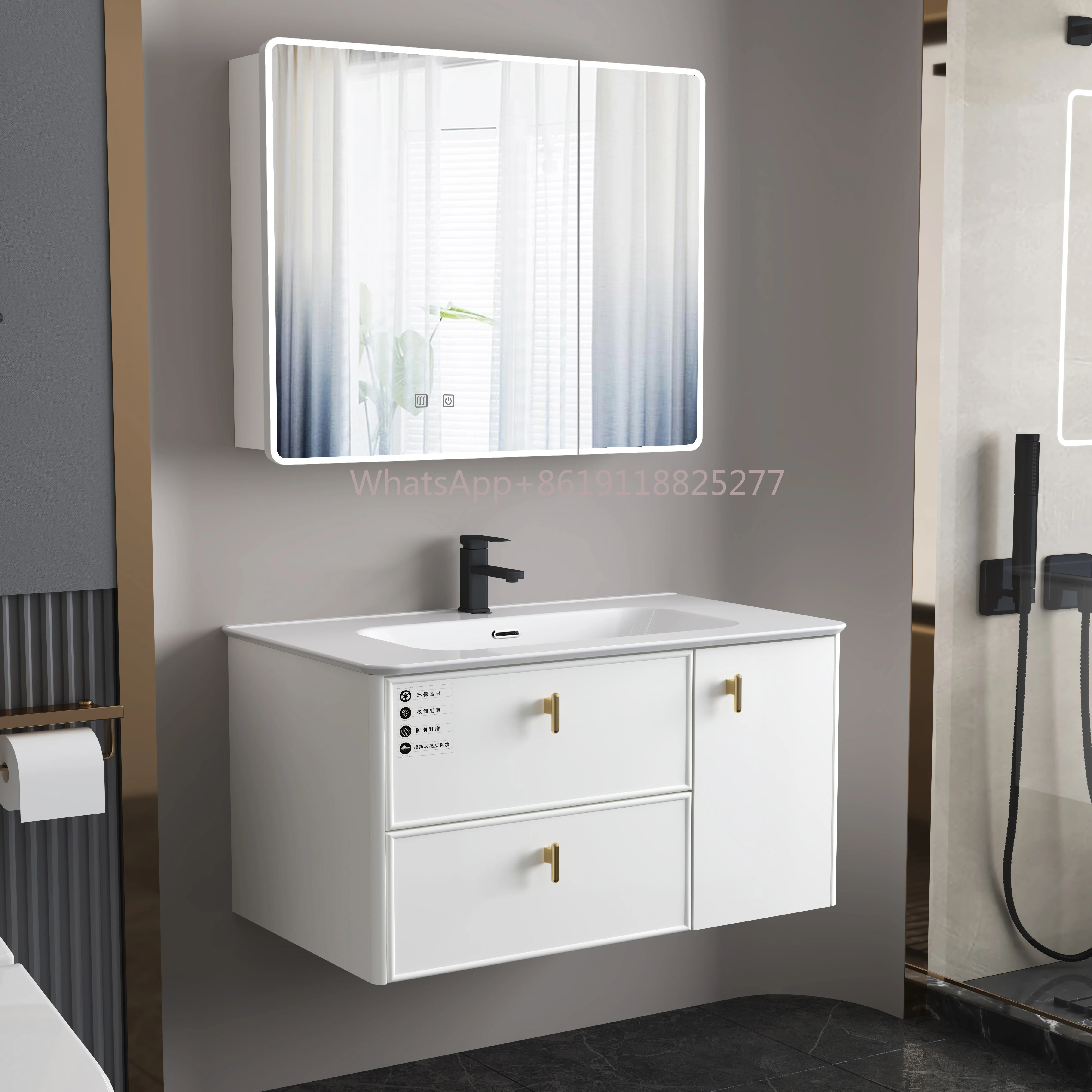 Penjualan Terbaik kabinet kamar mandi kayu lapis vanity dengan baskom lempeng kualitas terbaik grosir vanity kamar mandi modern kualitas baik