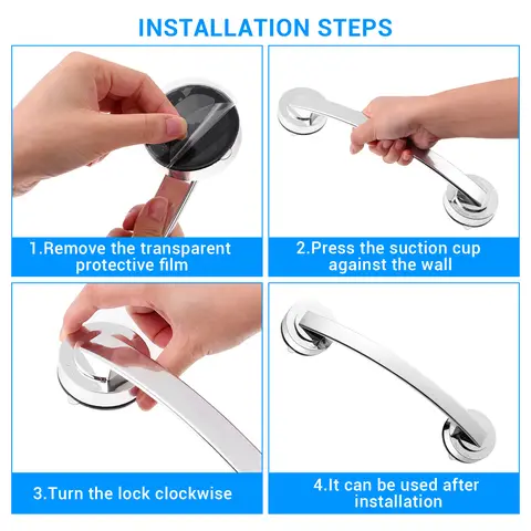 Thickened Suction Cup Handle Strong ABS Plastic Bathroom Safety Support Reusable Shower Grab Bar For Children Disabled Bath