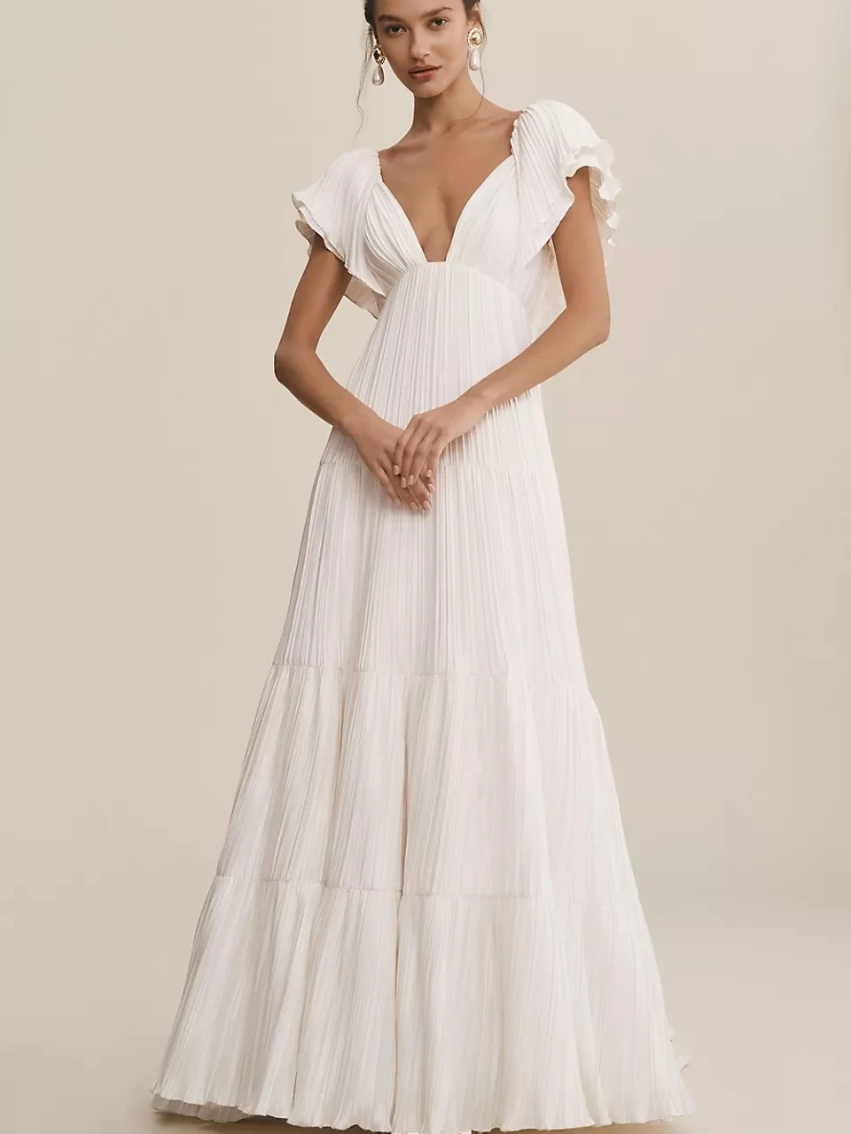 Vestidos De Novia elegantes con cuello en V, Vestidos De Novia con Espalda descubierta, Mangas De casquillo, túnicas De línea a para fiesta Formal, Vestidos De Novia De gasa 2024