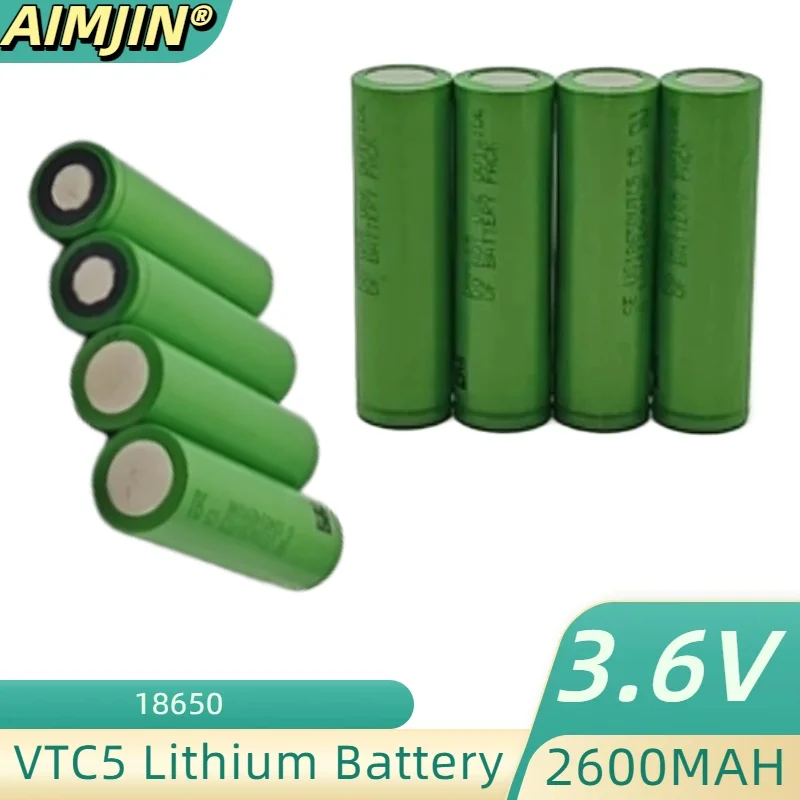 100% brand new  VTC5 18650 Battery 30A Discharge for All Kinds of Electroni3.6V 2600mah Lithium Rechargeable