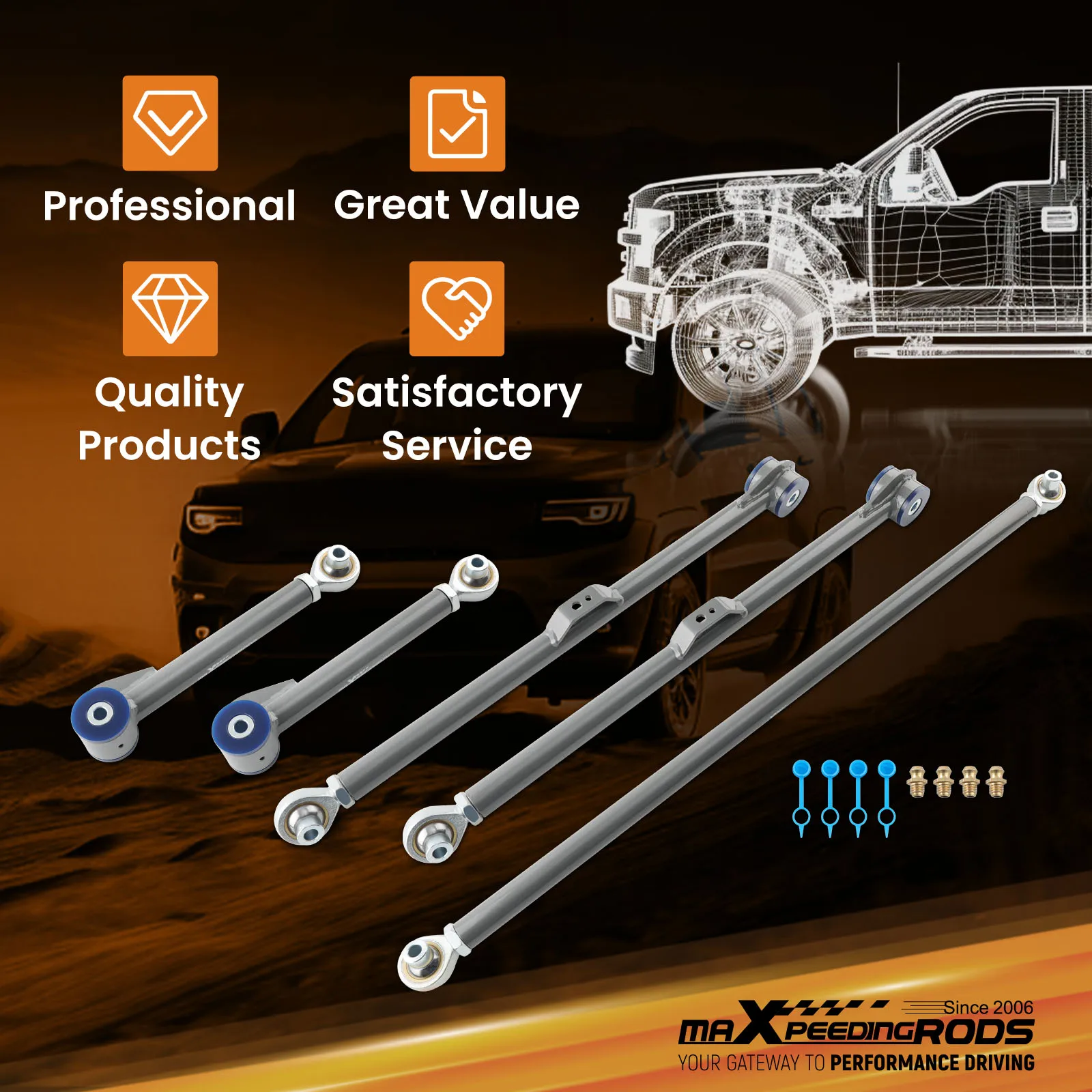 

Tubular Control Arm & Track Bar Set for Toyota 4-Runner 2003-09 FJ Cruiser 07-09