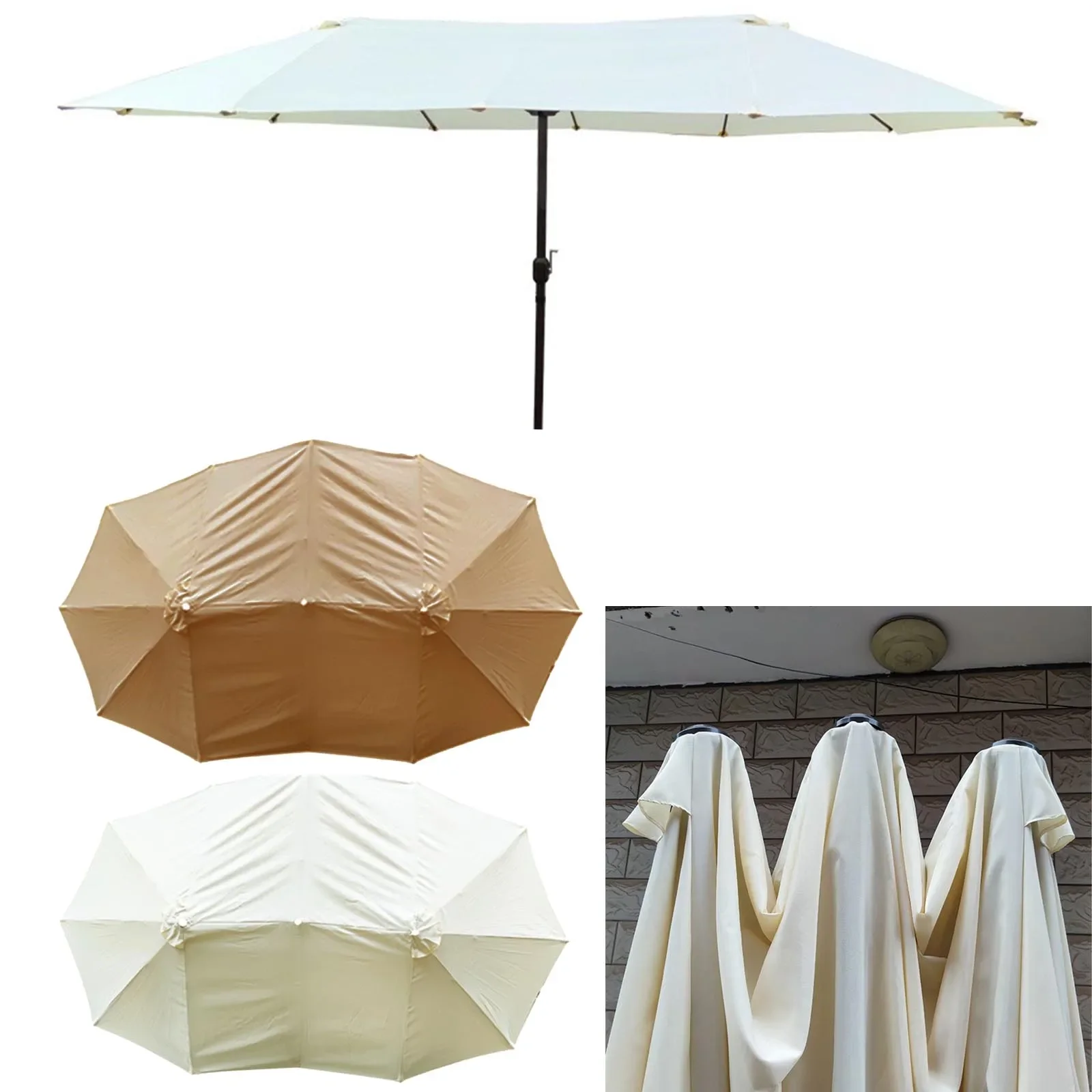 

Replacement Umbrella Surface for Three Heads Umbrella, Sun Protection Garden Umbrella Surface, Polyester Sunshade Umbrella Cloth