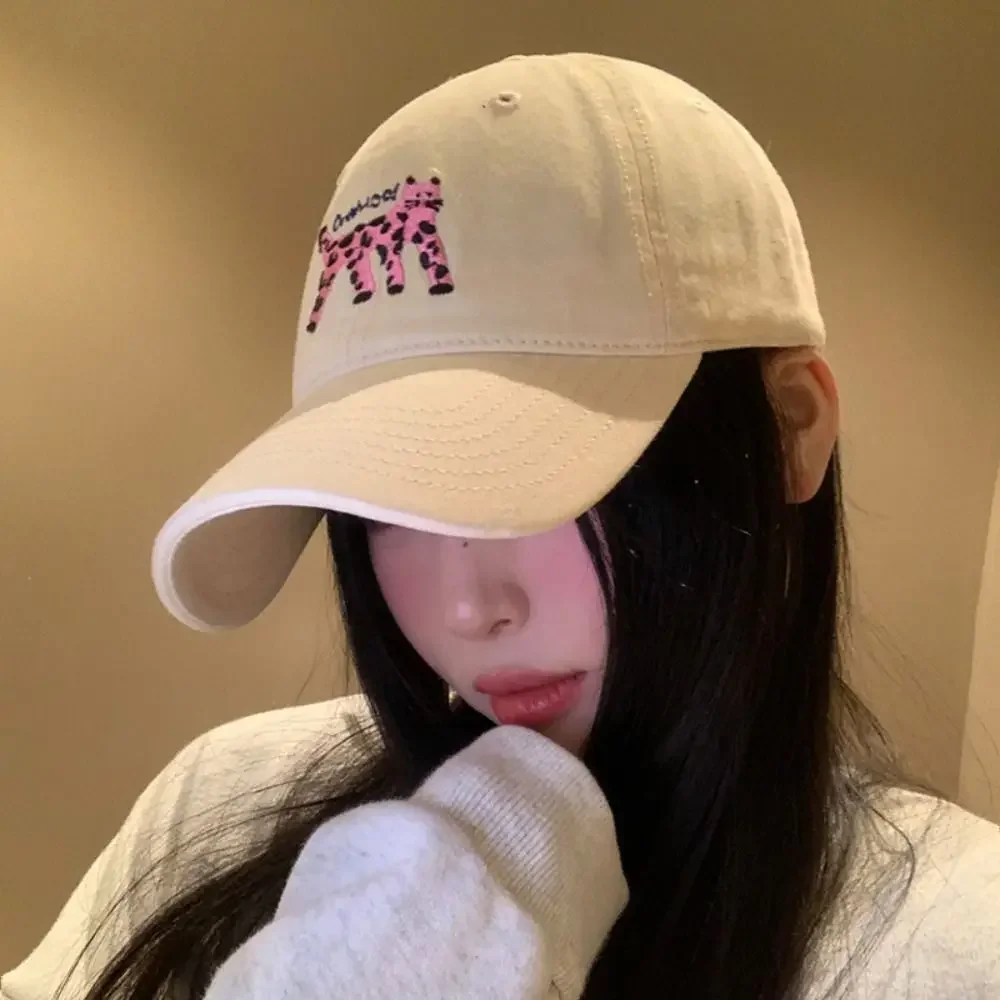 

Japanese Cute Spotted Cat Embroidery Letter Baseball Cap Spring Summer Sweet Girl Sunscreen Hat Fashion Peaked Cap Visored Cap