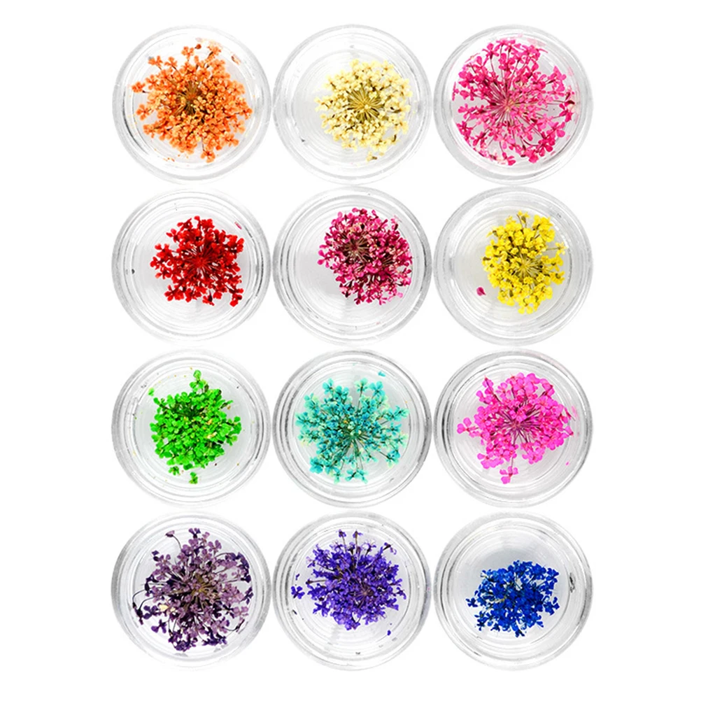 

Dried Flowers for Nail Art 12 Colors 3D Stickers Natural Artificial Nails Accessories Nail Polish UV Gel Acrylic Decor Gifts