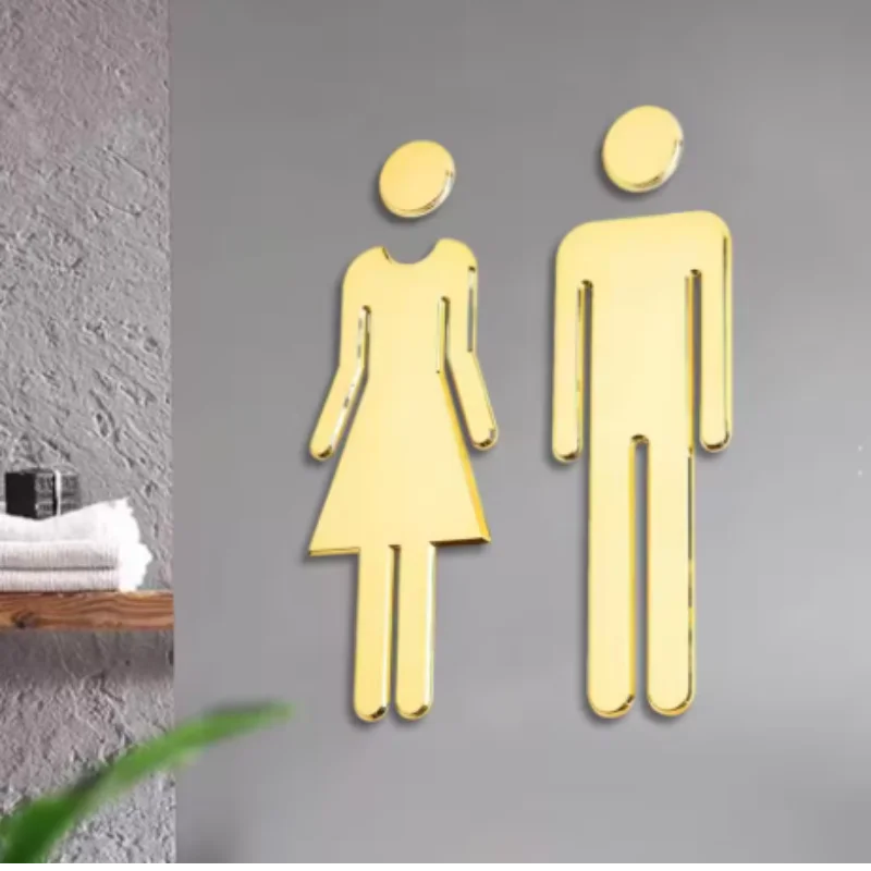 Señales adhesivas de género para inodoro acrílico, letrero 3D para hombres y mujeres, restaurante, oficina, Hotel, baño, señalización de identificación, 2 uds.