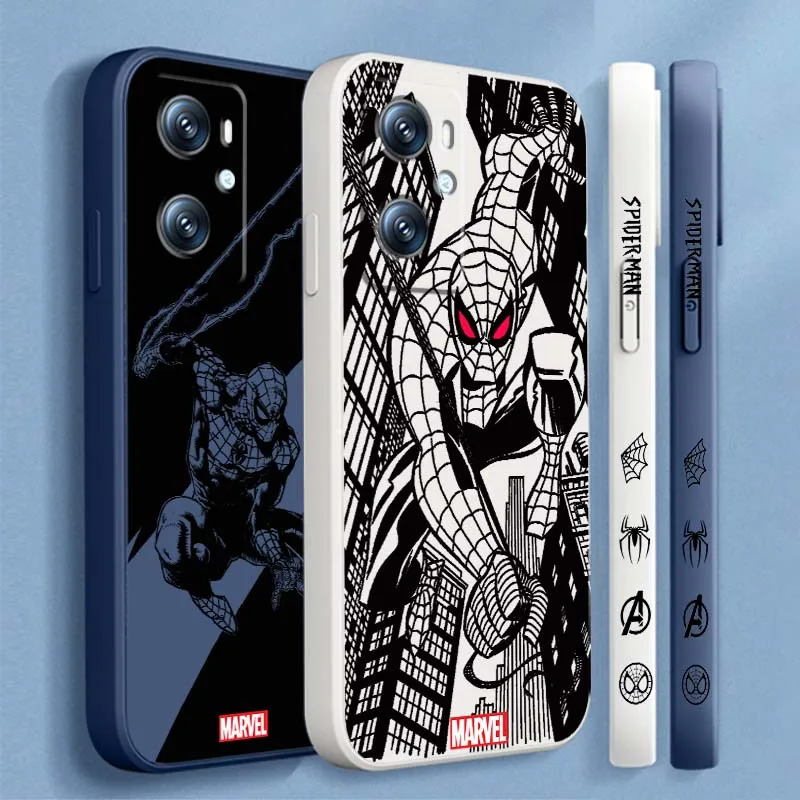 Marvel Spider-Man Popular For OPPO Find X5 A11 A16K A53 A98 A3 A57 A72 A73 A96 A74 A9 A5 5G Liquid Left Rope Phone Case