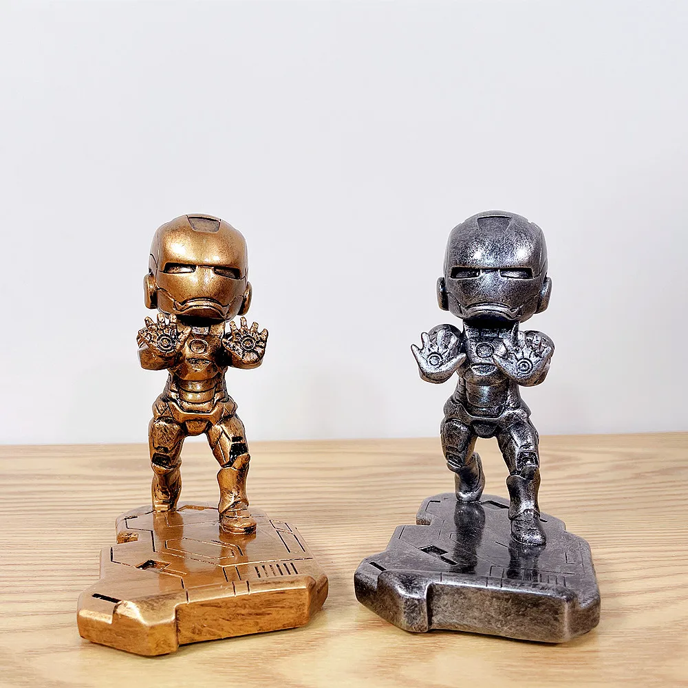 Soporte de teléfono de superhéroe IronMan, figura de acción de Iron man, modelo artesanal, juguete, marca Tonny, figura de resina, regalo de cumpleaños de Navidad