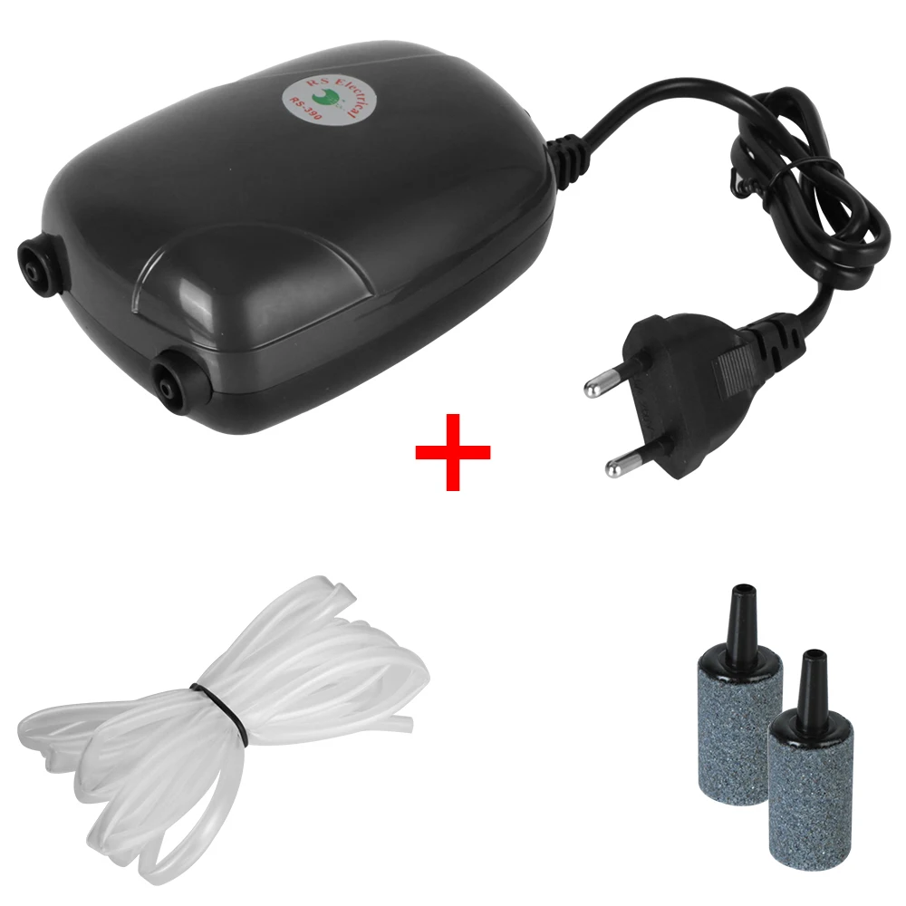 Aquarium Air Pump EU Plug Single Double Outlet Mini Increase Oxygen Compressor Fish Tank Oxygenation Pump Quarium Supplies