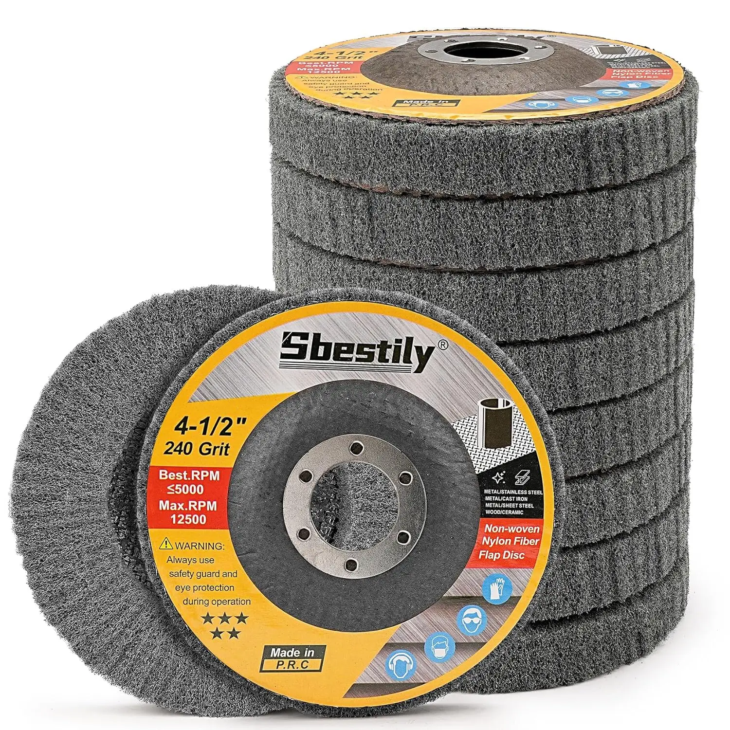 

10Pcs 600 Grit 4.5' Scour Flap Disc for Metal, Stainless Steel, Paint & Rust Removal