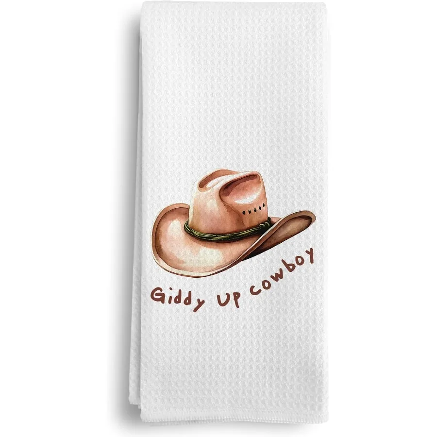 

Western Howdy Cowboy Decorative Kitchen Towels Preppy Giddy up Hand Dish Tea Towels for Kitchen Girly College Dorm 16x24in