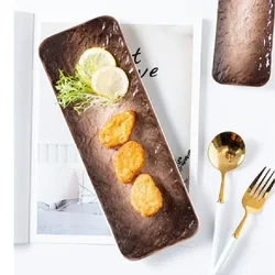 1Pcs Creative Stone Strip Rectangular Ceramic Plate Western Steak Salad Dessert Cake Sushi Home Kitchen Storage Decorative Plate