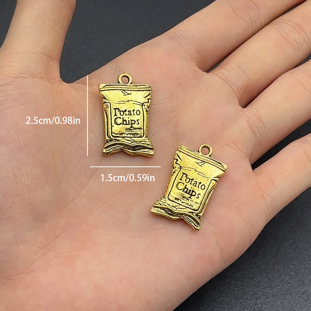 3 Pieces of Bagged Potato Chip-Style Handmade Accessories, Vintage Embossed Snack Packaging with a Simple Retro Design, Suitable for DIY Bracelets, Necklaces, Earrings, and Handmade Beaded Decoration Accessories
