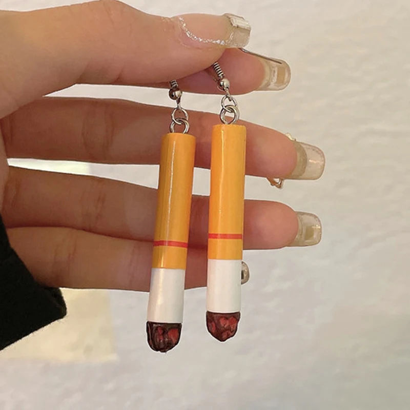 Novelty Creativity Drop Earrings for Women Acrylic Smoke Butt Pendant Geometry Cylinder Dangle Earrings Hook Statement Jewelry