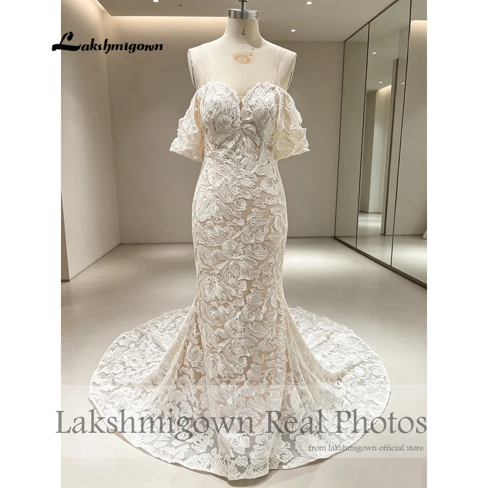 Lakshmigown Luxury Floral Lace Mermaid Wedding Dress 2027 Real Photos Off the Shoulder Sweetheart Bridal Gown Customized