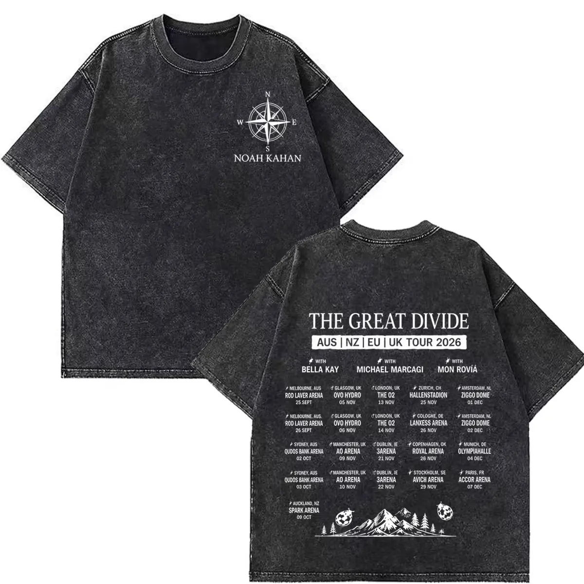 Noah Kahan The Great Divide Tour 2026 Graphic TShirt Men Women Hip-hop T-Shirt Summer Cotton Loose Casual Vintage Washed T-shirt