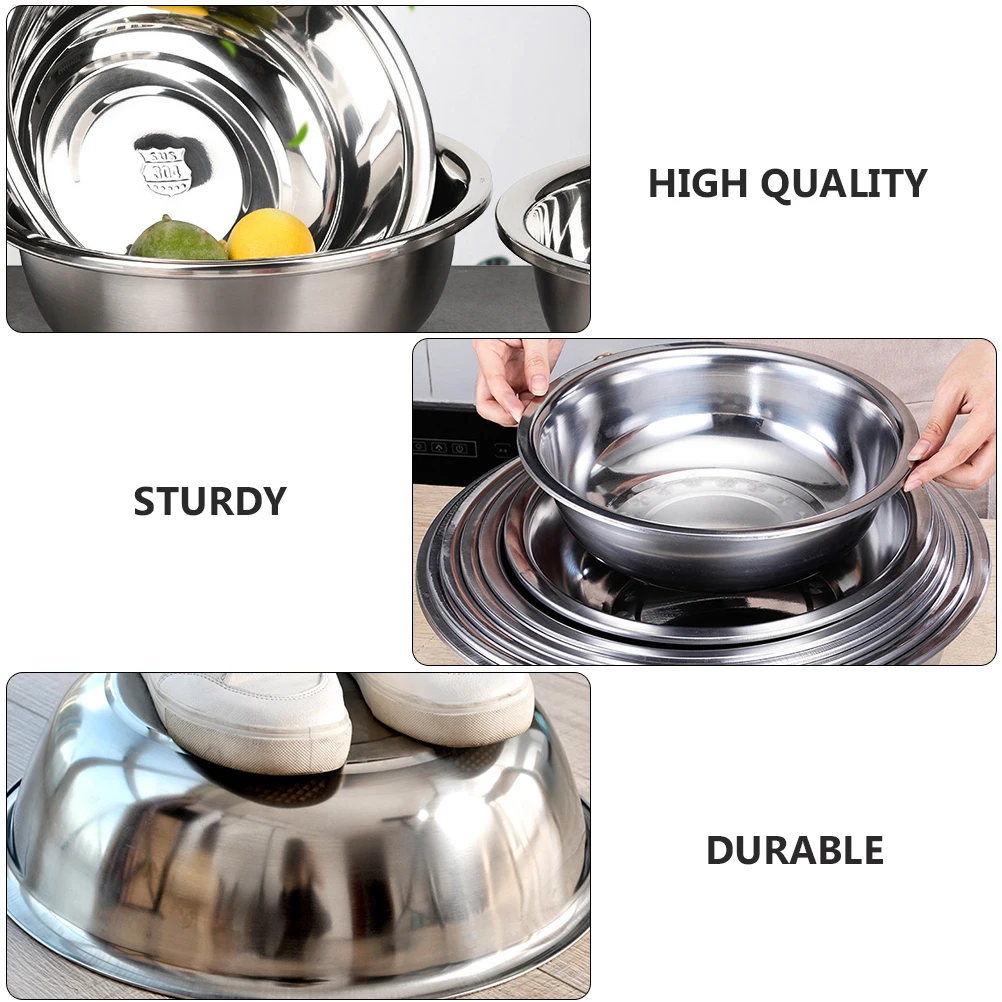 

Stainless Steel Basin 304 Soup Bowl Kitchen Sink Durable Reusable Easy Clean Home Tableware Fruit Vegetable Washing Practical