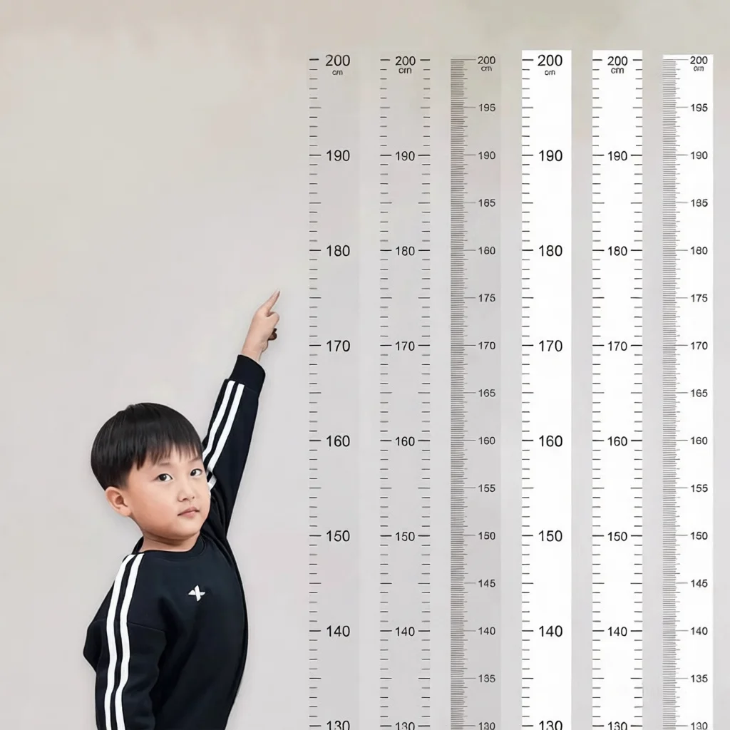 2M Kids Height Ruler Wall Decal Adhesive Growth Chart Removable Nursery Bedroom Decor Accurate Measurement Sticker Tool