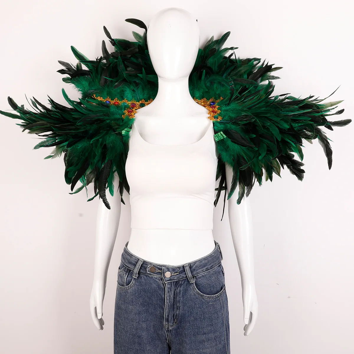 Feder Schal Halloween Karneval Kostüm Runway Leistung Ball Weste Schal Mantel Party Schal Cosplay Frau Schal – Detail 16