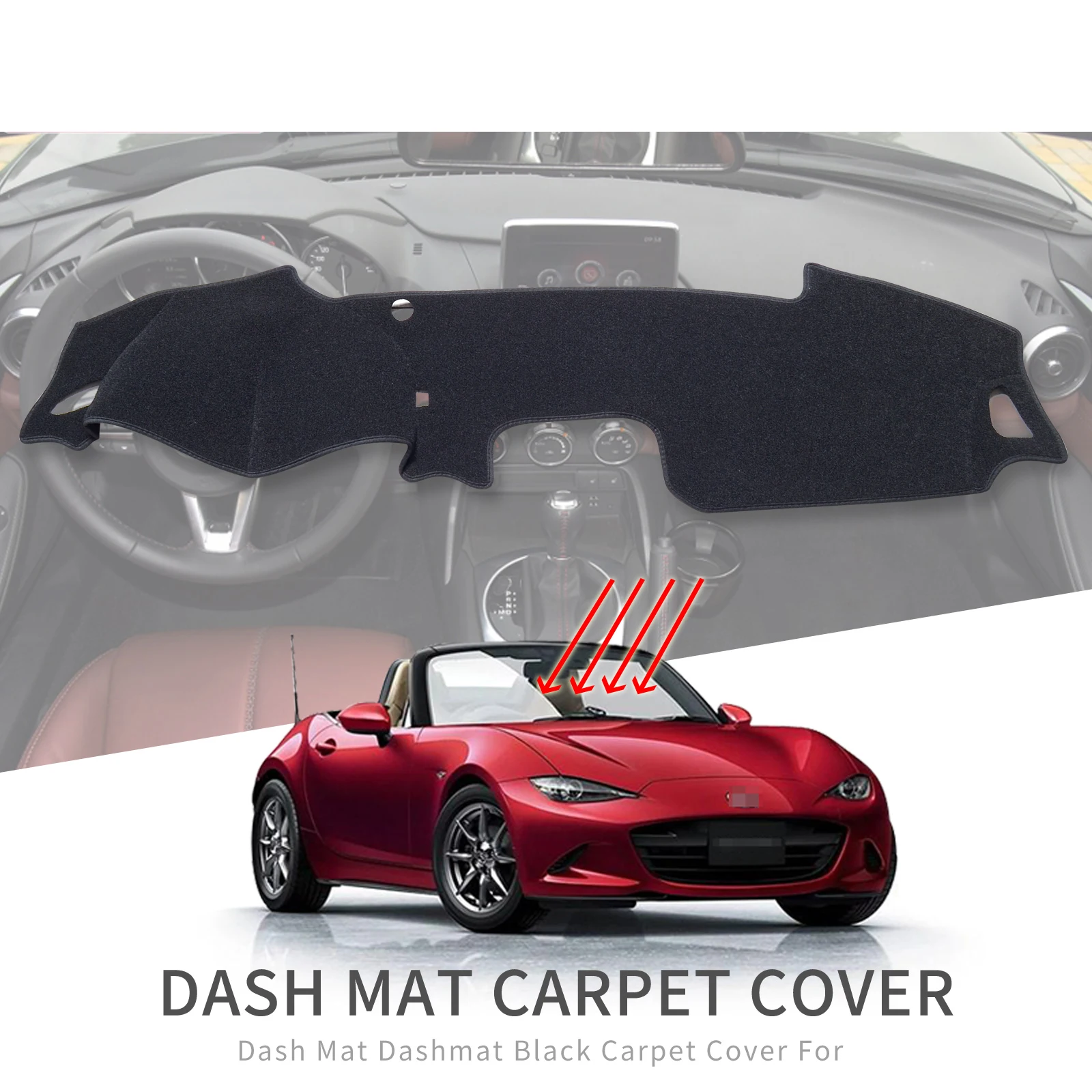 

Car Dashboard Mat for Mazda MX-5 Roadster Miata 2015-2022 ND RF MX5 Sunshade Protective Carpet Dash Mat Dashmat