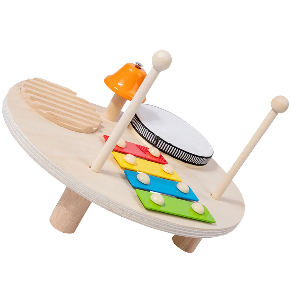 1Set Kids Xylophone Drum Set Wooden Musical Table Light Weight Educational Percussion Instruments Early Development Fun Musical