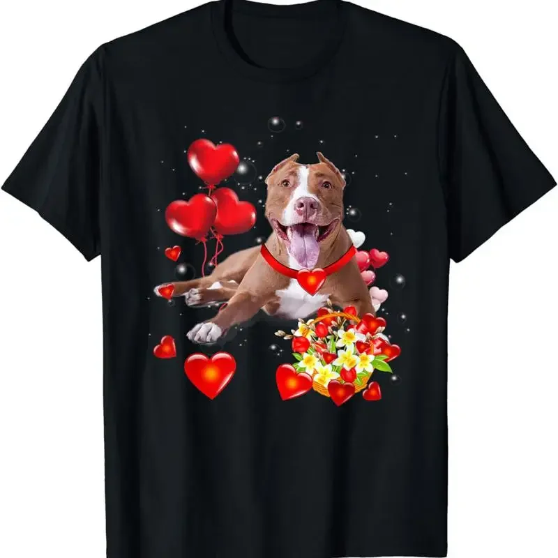 Camisa fofa do dia dos namorados Pibull Camiseta engraçada para presente dos namorados para cachorro.