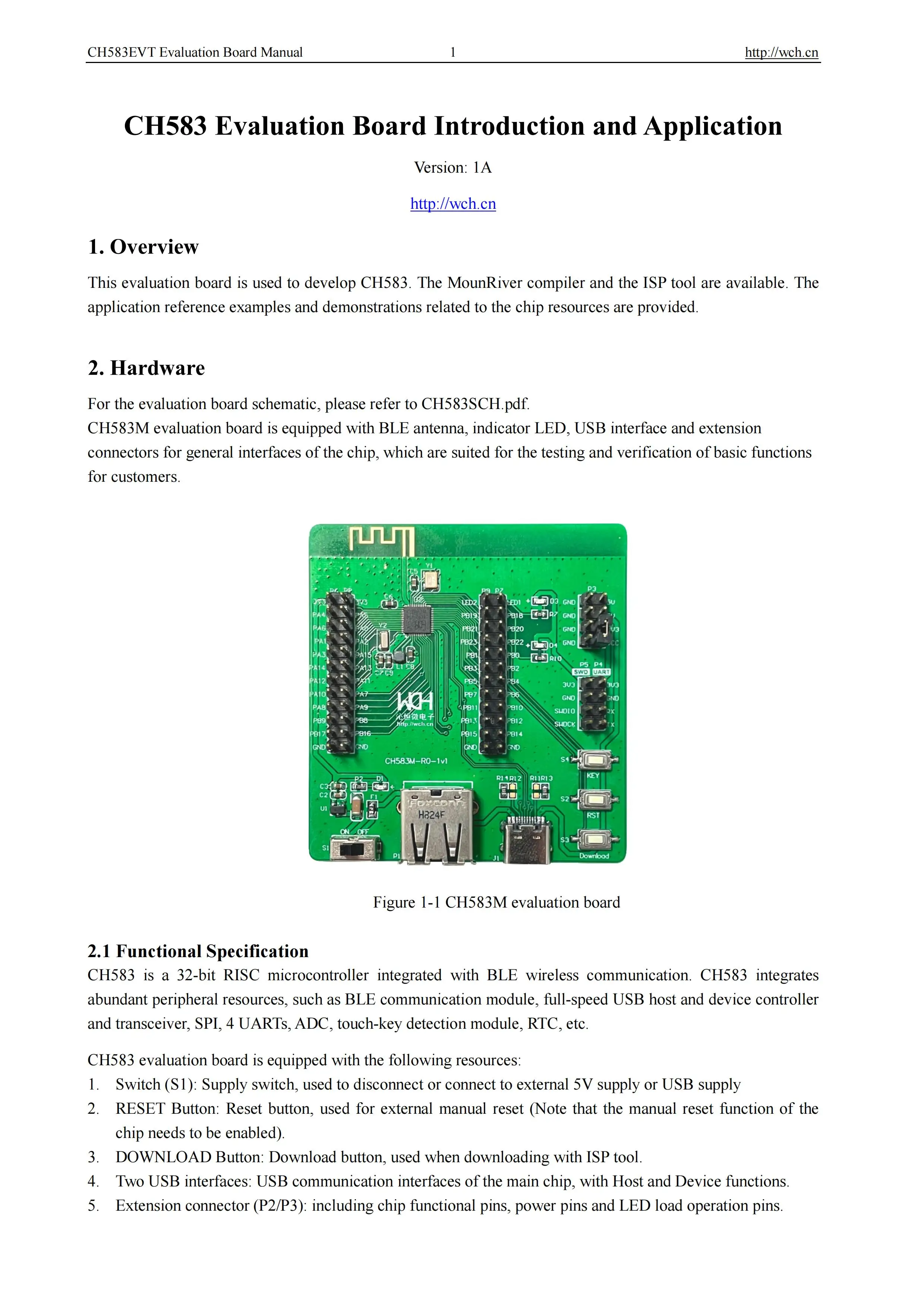 CH583 Development Board BLE5.3 RISC-V Microcontroller CH583M-EVT Evaluation Board 583 Bluetooth Board