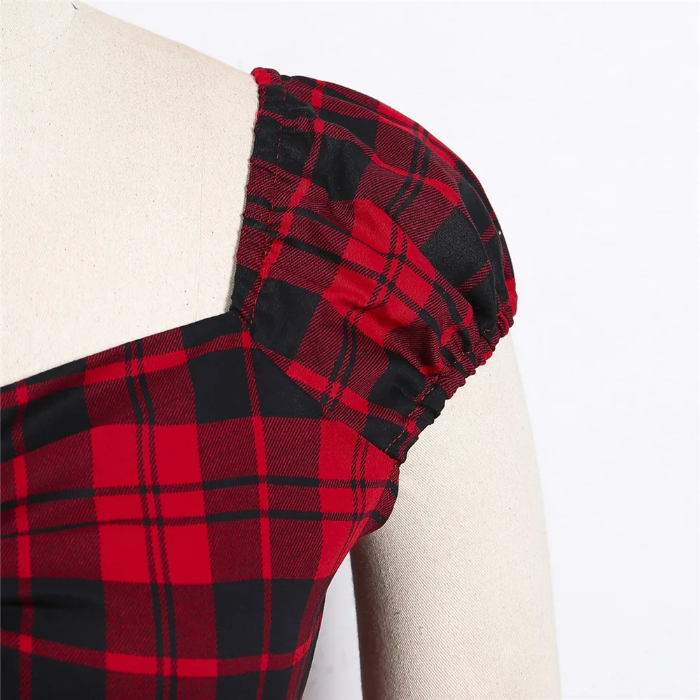 Summer Women Y2K Vintage 50s Pinup Peasant Shirts Gingham Inspired Couture Checkered Red 2023 New Tops Retro Rockabilly Blouses