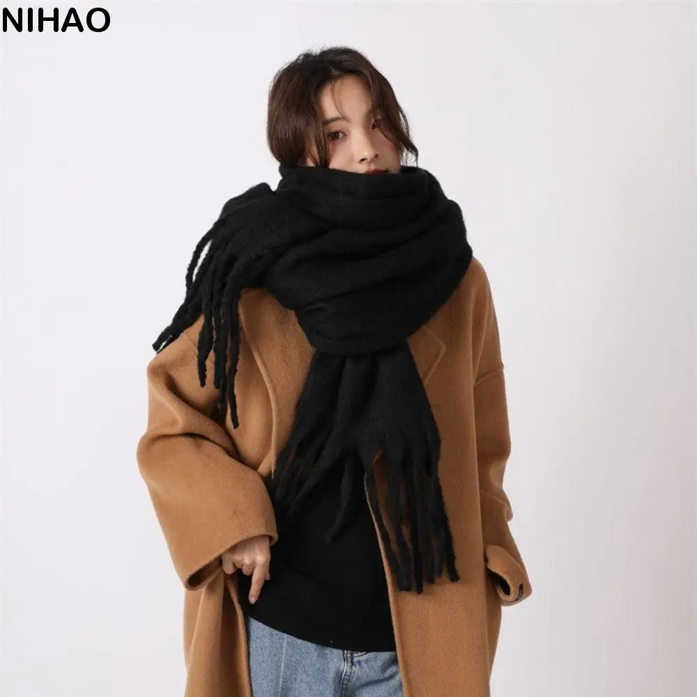 

Classic Mohair Winter Wool Scarf Plush Thicken Winter Cashmere Scarves Tassel Korean Style Long Shawl Women/Men