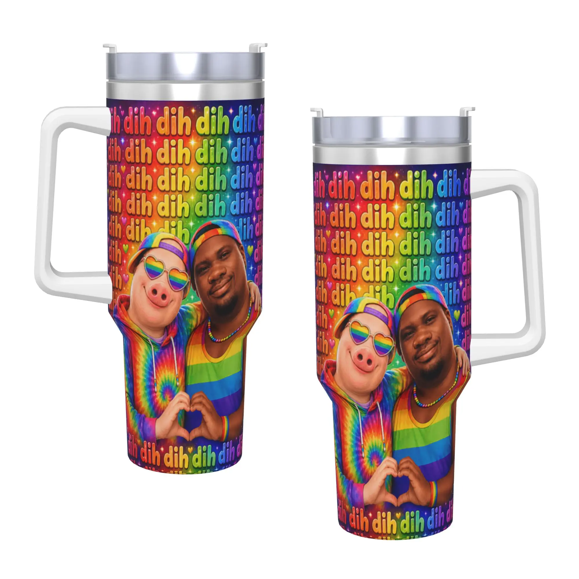 John Pork Dequavious Pork Dih Gay Pride Month Brainrot Meme Stainless Steel Tumbler Travel Mugs Cup 40oz Coffee Mug