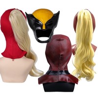 Adult/Kids Lady Pool Mask Cosplay Wigs Costume Wolf Logan Latex Headgear Red Full Head Mask Superhero Dead Costume Accessories