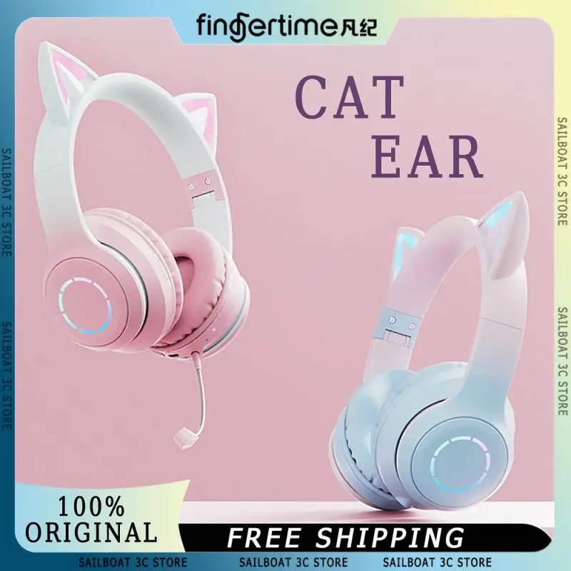 

Fingertime BT029C Cat-ears Wireless Headphones With Mic 2-mode RGB Long Battery Life Lightweight Custom Bluetooth Gaming Headset