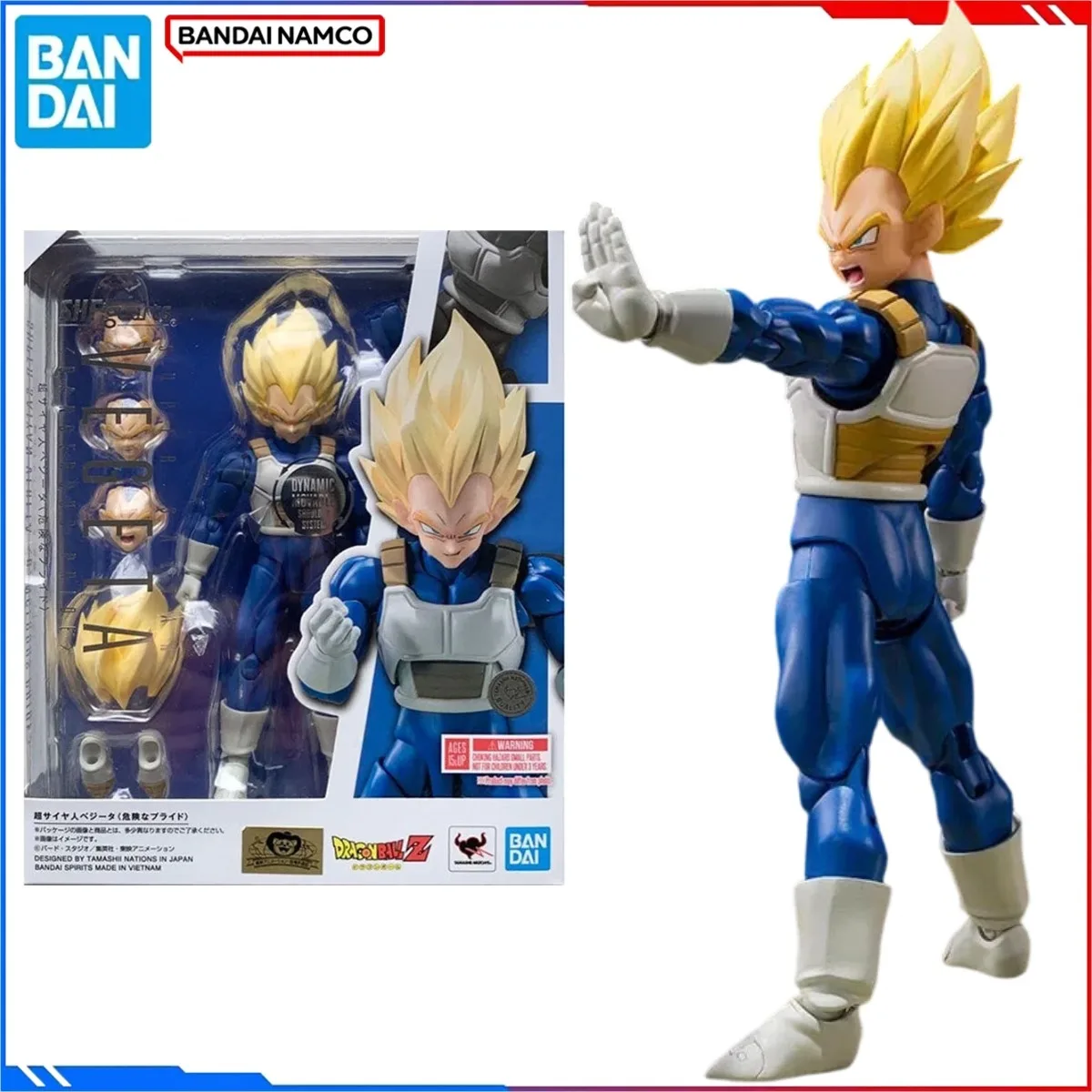 Bandai Genuine Dragon Ball Anime Model Kits SHF Saiyan Vegeta Dangerous Pride High Poseability Toys Action Figure Assembly Gift