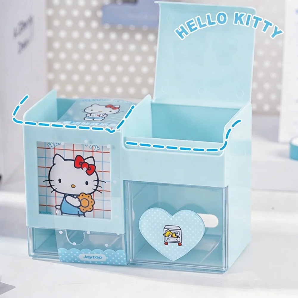 Genuine Sanrio Hello Kitty Multi-Tiered Pencil Holder Cute Kt Cat Desktop Stationery Storage Box Home Use Makeup Tools Organize view 4