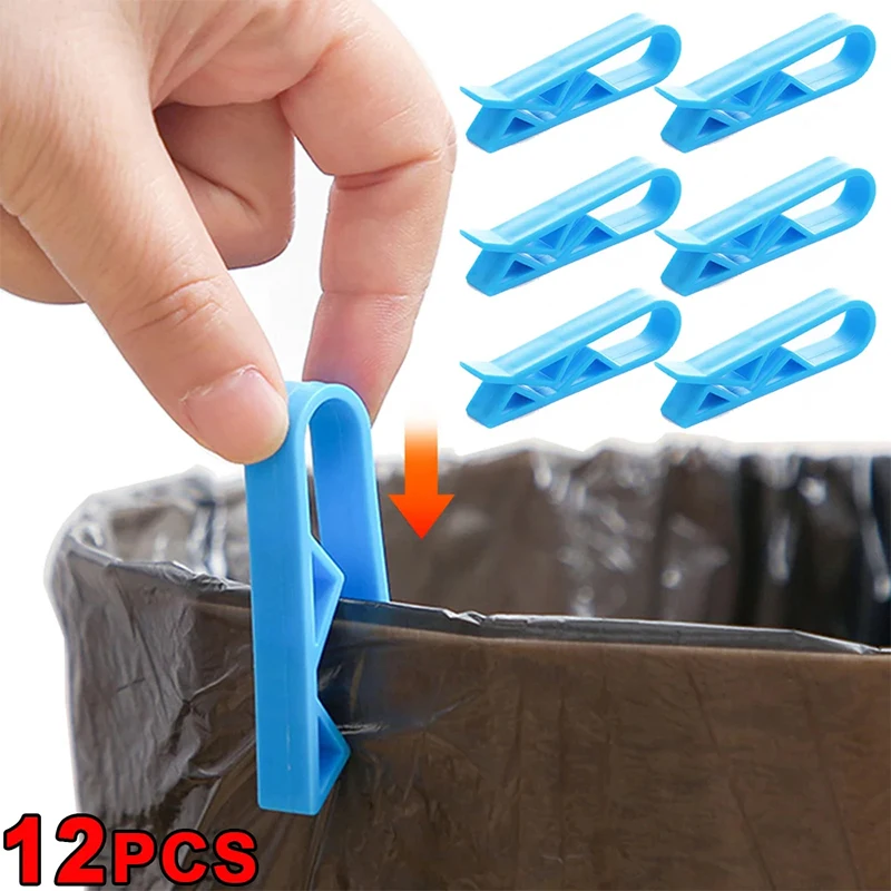12Pcs Trash Bag Fixed Clip Universal Plastic Garbage Basket Bag Fixed Holder For Bathroom Organizer Home Kitchen Storage Clamp